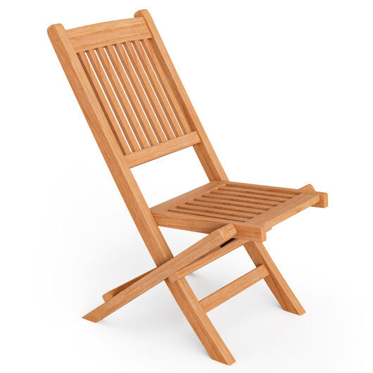 Indonesia Teak Wood Patio Folding Dining Chair with Slatted Seat