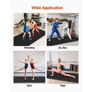 10x5 ft Wrestling Mat, Martial Arts Thick Mat for Home Gym Workouts Exercise, Waterproof PVC Roll-Up Training Mats for Gymnastics, Tatami, Jiu Jitsu BJJ MMA Judo, Boxing, Black