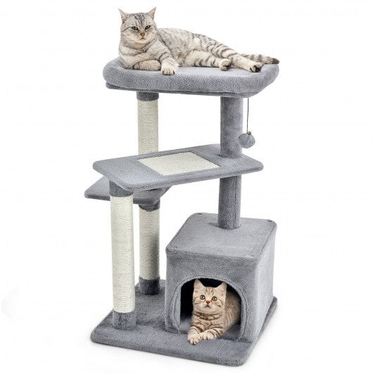 Multi-layer Cat Tree with Perch and Hanging Ball-Beige