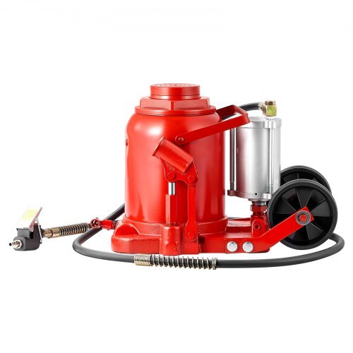 Air Hydraulic Bottle Jack, 50 Ton (110231.5 lbs) Capacity, 10.4-16.1 Inch Lifting Range, Pneumatic/Manual Heavy Duty Welded Bottle Jack with Pump for Car, SUV, Pickup, Truck, RV Auto Repair, Red