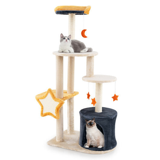 50 Inches Cute Cat Tree for Indoor Cats with Sisal Scratching Posts and Board