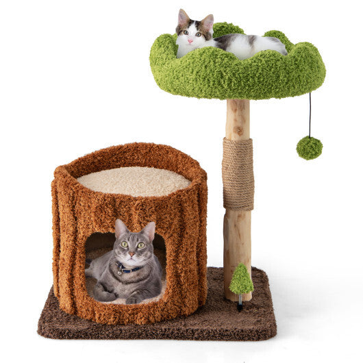 Multifunctional Cat Tree Cat Tower with Scratching Posts and Top Perch-Brown