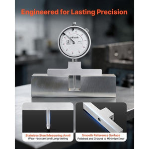 Depth Gauge, Depth Micrometer 0-22 inch Measuring Range, 0.001" Resolution, with 4 Anvils & 6 Standard Rods, Precision Easy to Read Mechanical Tool for Measuring Groove, Step, Hole