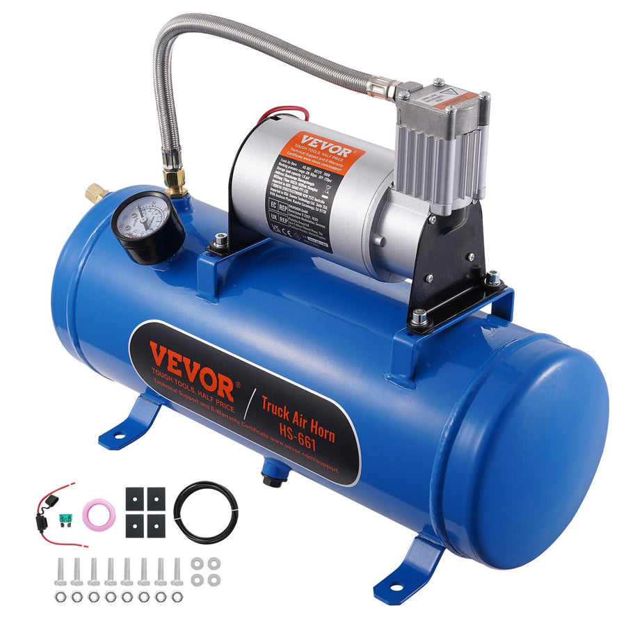 12V Air Compressor with Tank 1.6 Gallon/6 L, Train Horn Air Compressor, 120 psi Working Pressure Onboard Air Compressor