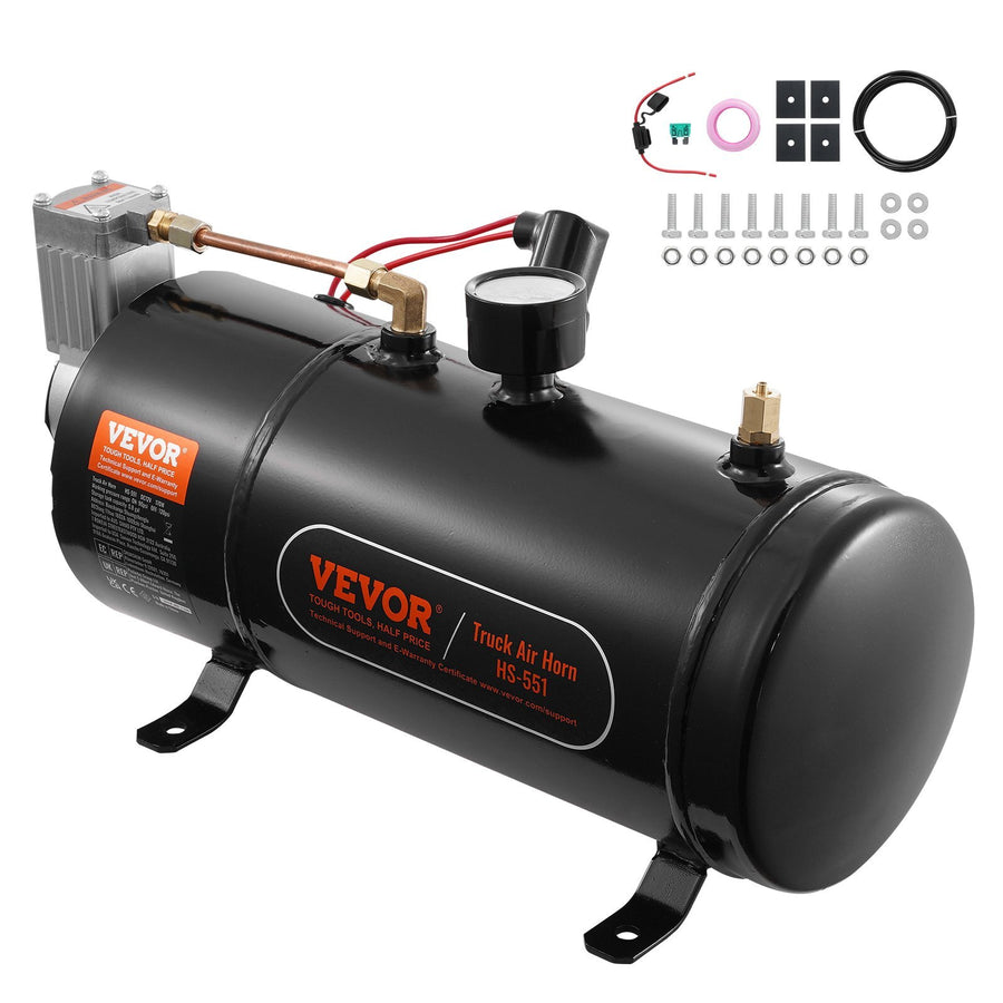 12V Air Compressor with Tank 0.8 Gallon/3 L, Train Horn Air Compressor, 120 psi Working Pressure Onboard Air Compressor