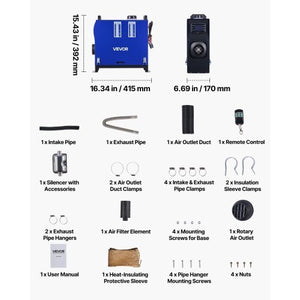 Diesel Heater, 8KW, DC 12V/24V, All in One Portable Diesel Air Heater with Remote Control and LCD Screen, Fast Heating Low Noise, 1.3 Gal Fuel Tank for Vehicles, Vans, RVs, Campers, and Trucks