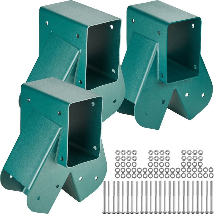 A-Frame Middle Swing Set Brackets, Heavy Duty Carbon Steel Swing Set Hardware with Mounting Hardware, DIY Swing Set Bracket Swing Set Kit for 4x4 Legs & 4x6 Beam, Green (3 Pcs)