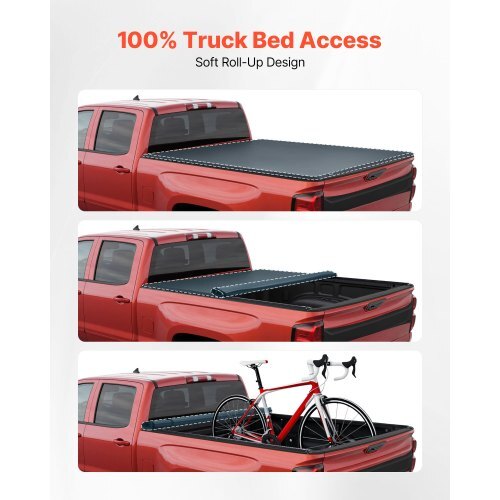 Soft Roll-Up Truck Bed Tonneau Cover, Compatible with 2017-2026 Honda Ridgeline, Fits 5 ft (5 ft 4 in/64 in) Bed, Triple-Layer Heavy-Duty PVC Tonneau Cover with Three Aluminum Alloy Support Bars