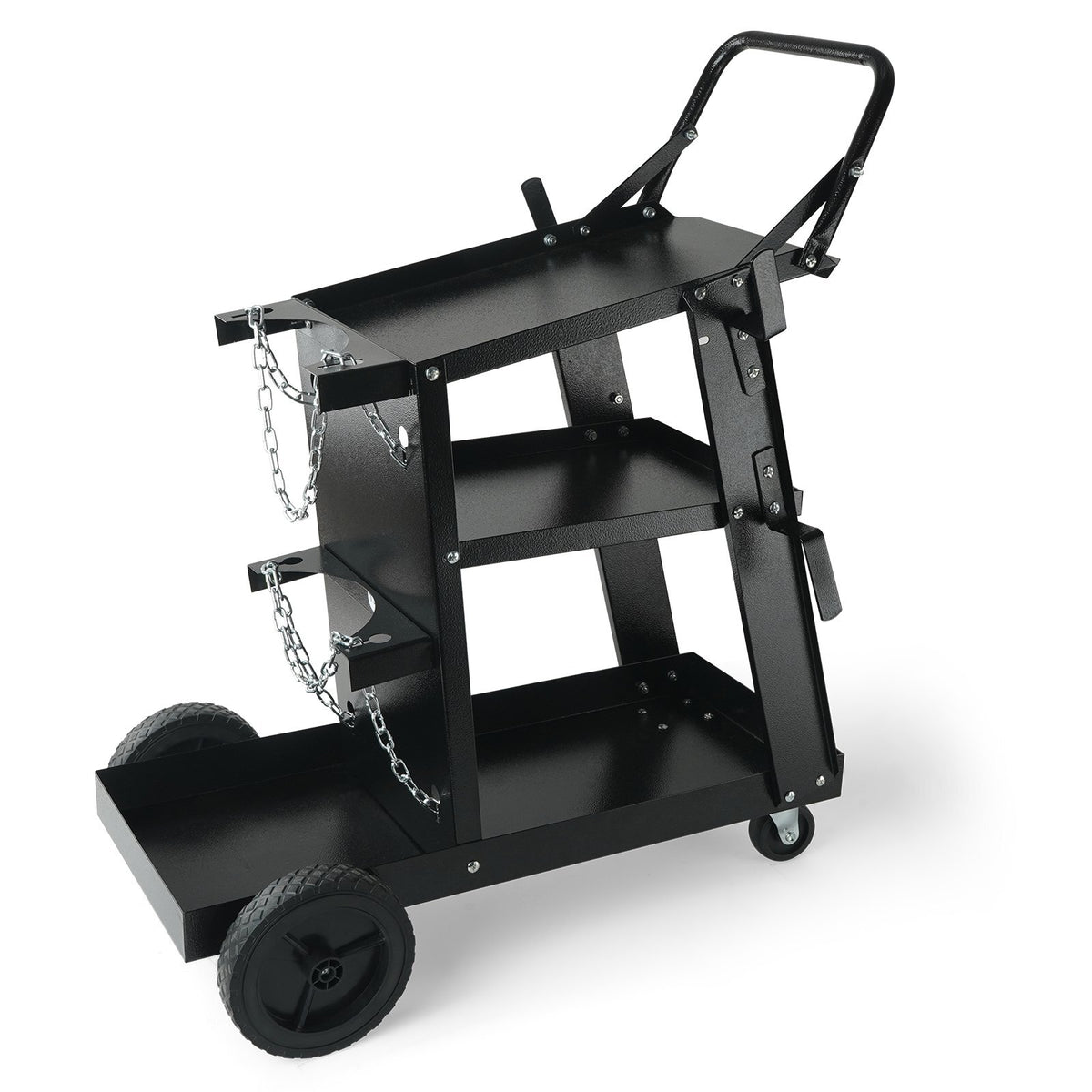 Welding Cart, 3-Tier Welder Cart Heavy Duty with 400 Lbs Weight Capacity, 360? Swivel Wheels, Tank Storage Safety Chains, Rolling MIG Welder Cart for TIG, ARC, MMA, Plasma Cutter Welding Machine