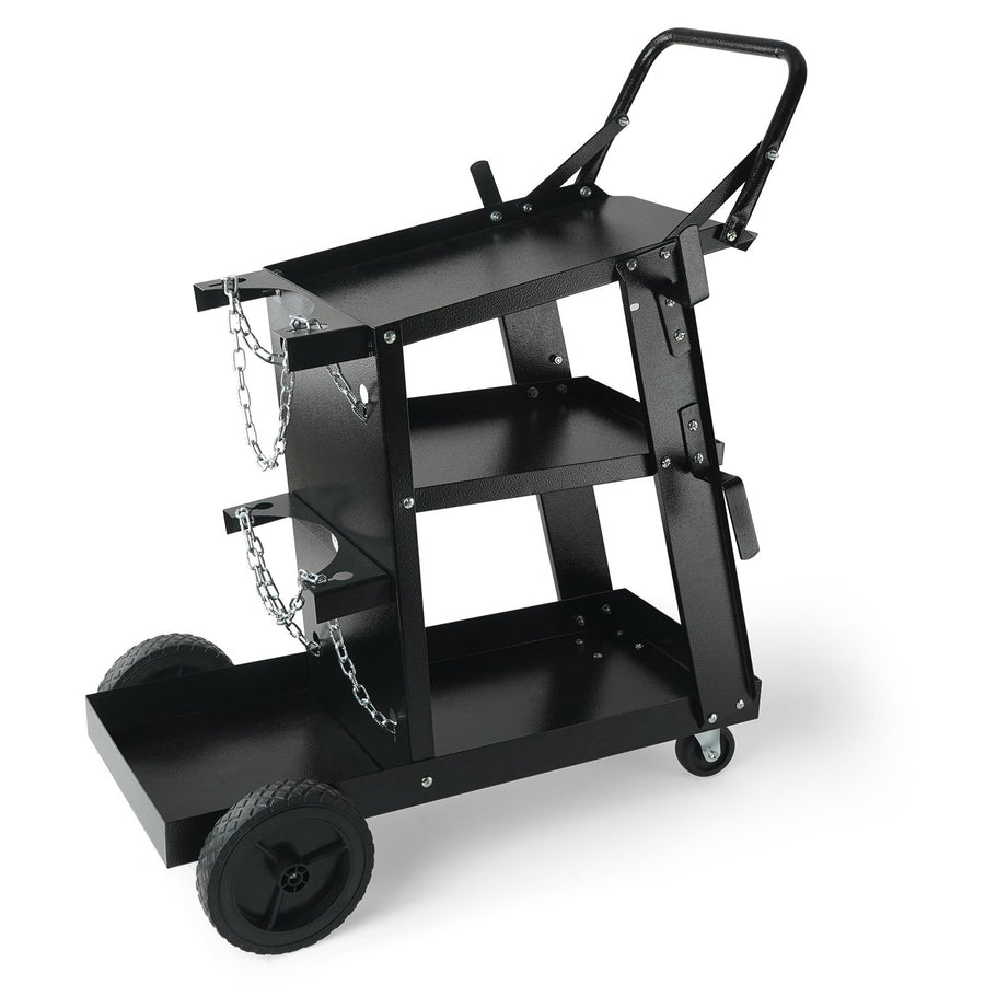 Welding Cart, 3-Tier Welder Cart Heavy Duty with 400 Lbs Weight Capacity, 360? Swivel Wheels, Tank Storage Safety Chains, Rolling MIG Welder Cart for TIG, ARC, MMA, Plasma Cutter Welding Machine