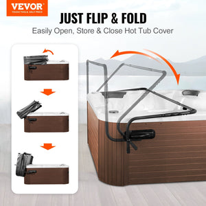 Hot Tub Cover Lift, Spa Cover Lift, Height 31.5" - 41.3" Width 69" - 100.5" Adjustable, Installed on Both Sides at the Top, Suitable for Various Sizes of Rectangular Bathtubs, Hot Tubs, Spa