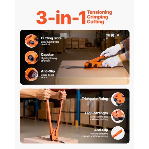 Banding Strapping Kit, Heavy Duty Banding Sealer Tool with 2000 ft PET Band, 600 Metal Seals, 200 Corner Protectors, Plastic Pallet Packaging Strapping Kit for Warehouse, Transportation, Home