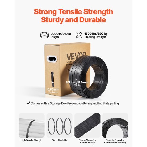 Banding Strapping Kit, Heavy Duty Banding Sealer Tool with 2000 ft PET Band, 600 Metal Seals, 200 Corner Protectors, Plastic Pallet Packaging Strapping Kit for Warehouse, Transportation, Home