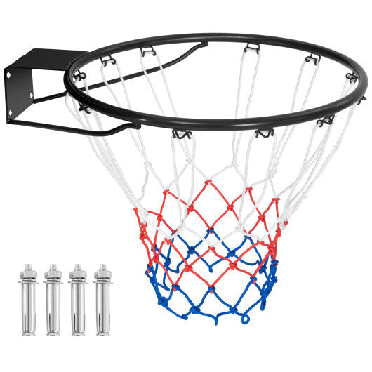 18 Inch Basketball Rim Goal Replacement with All Weather Net and Mounting Hardware-Black