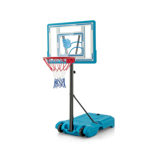 Adjustable Pool Basketball Hoop for Kids and Teens - Blue