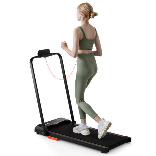 3 in 1 Folding Treadmill with Remote Control and LED Display-Red