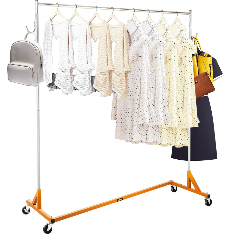 Z Rack, Industrial Grade Z Base Garment Rack, Rolling Z Garment Rack, Sturdy Steel Z Base Clothing Rack with Lockable Casters for Home Garment Store Display Commercial Use Oran