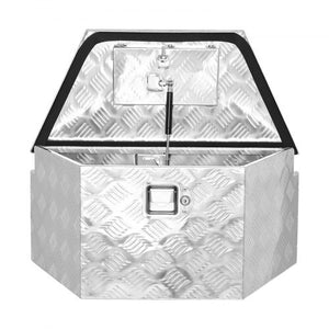 Trailer Tongue Box, 26" x 13" x 12" Aluminum Trailer Tongue Tool Box, Heavy Duty Storage Organizer with Lock and Keys, Utility Tool Chest for Pickup Truck Bed, RV, SUV, Off-Road Vehicle, Silver