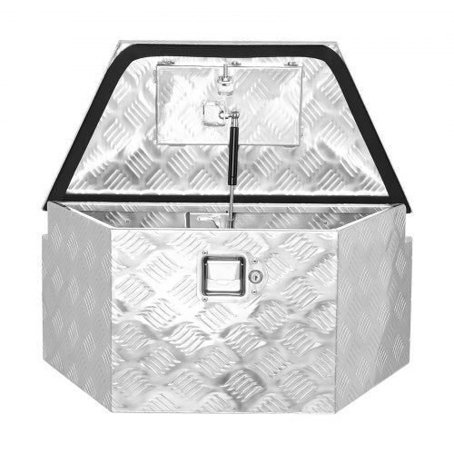 Trailer Tongue Box, 26" x 13" x 12" Aluminum Trailer Tongue Tool Box, Heavy Duty Storage Organizer with Lock and Keys, Utility Tool Chest for Pickup Truck Bed, RV, SUV, Off-Road Vehicle, Silver