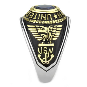 TK3726 - Two-Tone IP Gold (Ion Plating) Stainless Steel Ring with Synthetic Synthetic Glass in Montana