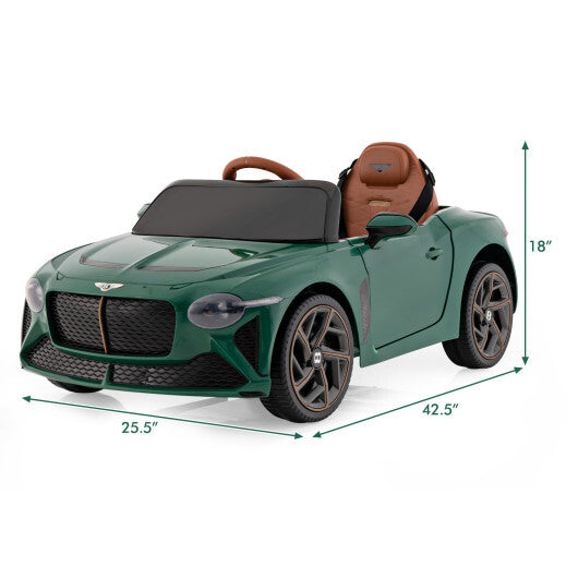 12V Powered Car Kids Ride-on Racer Car Licensed Bentley Bacalar-Green