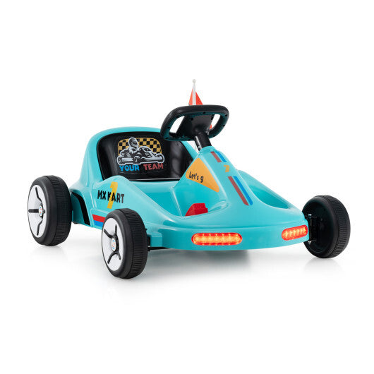 12V Electric Go Kart for Kids Race Toy with Remote Control and Music-Blue