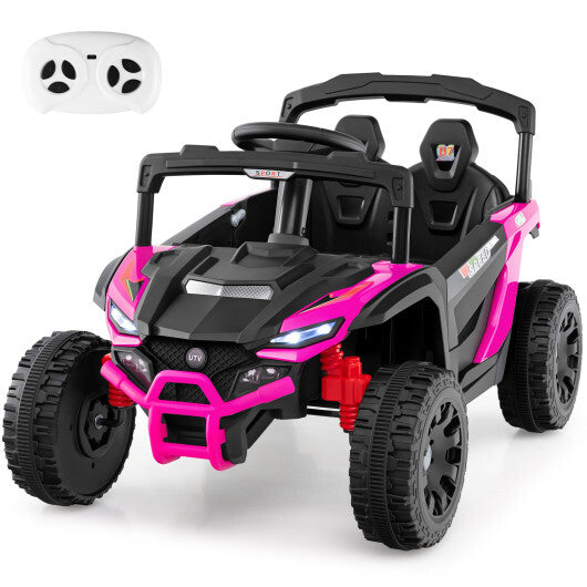12V Kids Ride On Car UTV Electric Vehicle with LED Lights  Music and Horn-Hot Pink - Color: Hot Pink