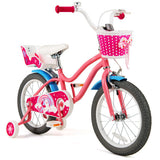 16 Inch Kids Bike with Training Wheels and Storage Basket-Pink