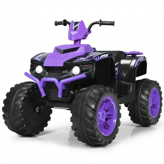 12V Kids Electric 4-Wheeler ATV Quad Ride On Car with LED Light-Purple - Color: Purple