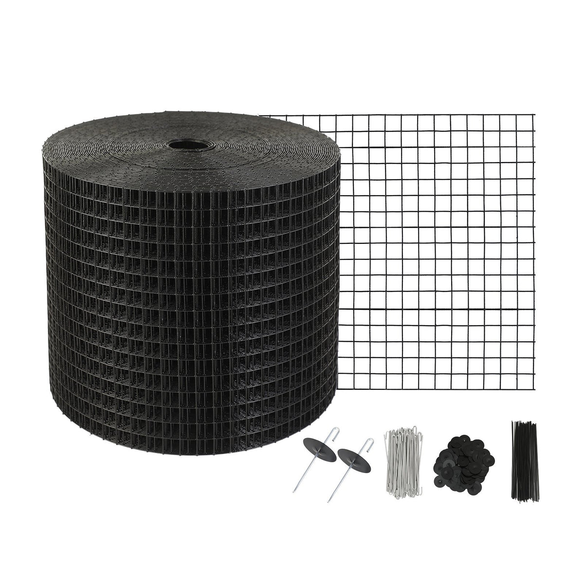 6 inch x 100ft Solar Panel Bird Guard, Critter Guard Roll Kit with 100pcs Aluminum Alloy Fasteners, Solar Panel Guard with Rust-proof PVC Coating, 1/2 inch Wire Roll Mesh
