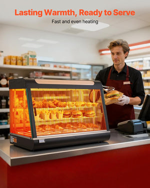 3-Tier Commercial Food Warmer Display, 1400W Food Display Warmer with LED Light, Top Storage and Adjustable Shelves, 86?~185? Steam Heating, 137Qt/130L for Hamburger, Pizza, Bread, Fried Chicken