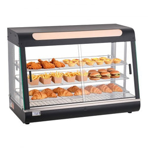 3-Tier Commercial Food Warmer Display, 1400W Food Display Warmer with LED Light, Top Storage and Adjustable Shelves, 86?~185? Steam Heating, 137Qt/130L for Hamburger, Pizza, Bread, Fried Chicken