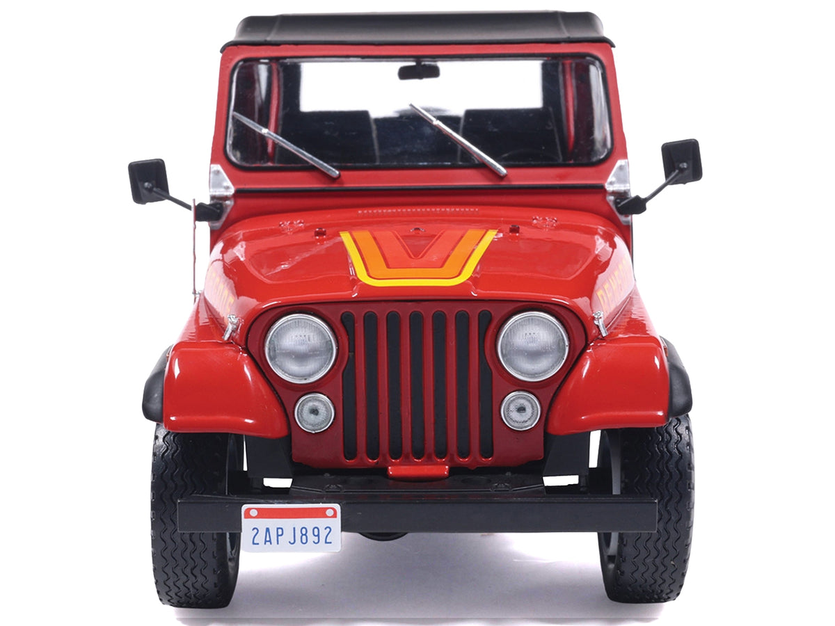 1983 Jeep Renegade Red with Stripes and Black Top 1/24 Diecast Model by IXO Models