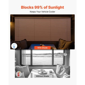 RV Blinds, 62 in x 32 in, RV Pleated Shades, Polyester Fabric, Easy to Clean and Install, Privacy Protection and Sunlight Blocking, for Camper, Travel Trailer, Motorhome Window, Cappuccino