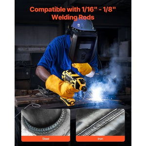 Portable Handheld Welding Machine, 20-140A Portable ARC Welder with 5-Level Current Adjustment & IGBT Inverter, 110V Handheld Stick Welder with Hot Start Function Fit for 1/16"-1/8" Welding Rods