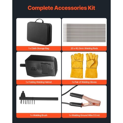Portable Handheld Welding Machine, 20-140A Portable ARC Welder with 5-Level Current Adjustment & IGBT Inverter, 110V Handheld Stick Welder with Hot Start Function Fit for 1/16"-1/8" Welding Rods