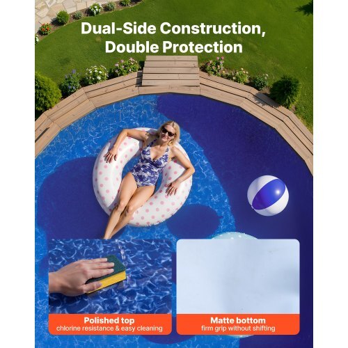 10ft Pool Liner, Round Overlap Swimming Pool Liner for 27.5 in Wall Height, Heavy Gauge Vinyl, Easy Install with Leak-Proof Patches, Designed for Steel Sided Above-Ground,Outdoor, Crystal