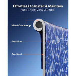 10ft Pool Liner, Round Overlap Swimming Pool Liner for 27.5 in Wall Height, Heavy Gauge Vinyl, Easy Install with Leak-Proof Patches, Designed for Steel Sided Above-Ground,Outdoor, Crystal