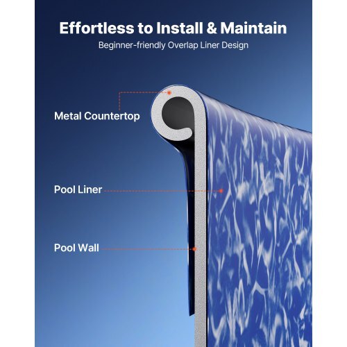10ft Pool Liner, Round Overlap Swimming Pool Liner for 27.5 in Wall Height, Heavy Gauge Vinyl, Easy Install with Leak-Proof Patches, Designed for Steel Sided Above-Ground,Outdoor, Crystal