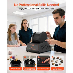 Rock Tumbler Kit, 4lbs Rock Polishing Kit, 4 Speed Settings 9-Day Polishing Timer Stone Polishing Kit, Belt-Free Rock Polisher with Adapter & Overload Protection, Rock Polisher for Adults Kids