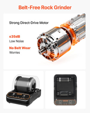 Rock Tumbler, 2 lb Rock Polishing Machine, Rocks Tumbling Kit with 4-Speed Adjustment, 1?9 Day Timer, PC Sound Reduction Cover & TPU Drum, Direct Drive Motor Rocks Polishing, Quiet Operation