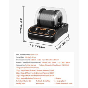 Rock Tumbler, 2 lb Rock Polishing Machine, Rocks Tumbling Kit with 4-Speed Adjustment, 1?9 Day Timer, PC Sound Reduction Cover & TPU Drum, Direct Drive Motor Rocks Polishing, Quiet Operation