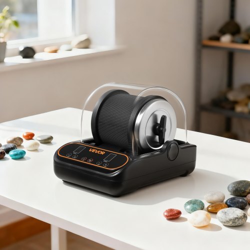 Rock Tumbler, 2 lb Rock Polishing Machine, Rocks Tumbling Kit with 4-Speed Adjustment, 1?9 Day Timer, PC Sound Reduction Cover & TPU Drum, Direct Drive Motor Rocks Polishing, Quiet Operation
