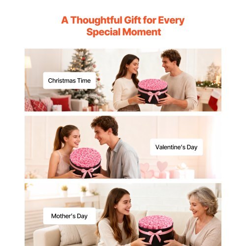 Forever Flowers, 50 Preserved Roses in a Box, Eternal Flowers Immortal Bouquet Birthday Present for Delivery Prime Women Her Wife Mothers, Anniversary, Valentine's Day,Christmas, Sweet Pink