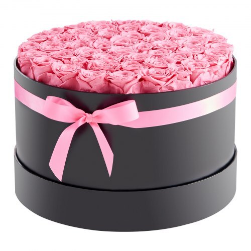 Forever Flowers, 50 Preserved Roses in a Box, Eternal Flowers Immortal Bouquet Birthday Present for Delivery Prime Women Her Wife Mothers, Anniversary, Valentine's Day,Christmas, Sweet Pink
