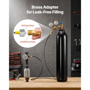 Hydraulic Nitrogen Accumulator Charging Kit, All-in-One Nitrogen Fill Kit, Pressure Test System with 3 Gauges (1500, 4000, 6000 PSI), 6 Adapters Couplings, 1 Gas Hose, 1 Valve, 1 CGA580 Adapter