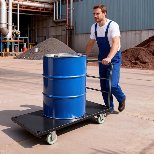 Heavy Duty Platform Truck, 2000 lbs Capacity, Industrial Steel Flatbed Cart with Swivel Wheels and Handle, Platform Hand Push Truck Dolly, Easy Storage, for Luggage Moving, 48 x 24 x 32.1 in
