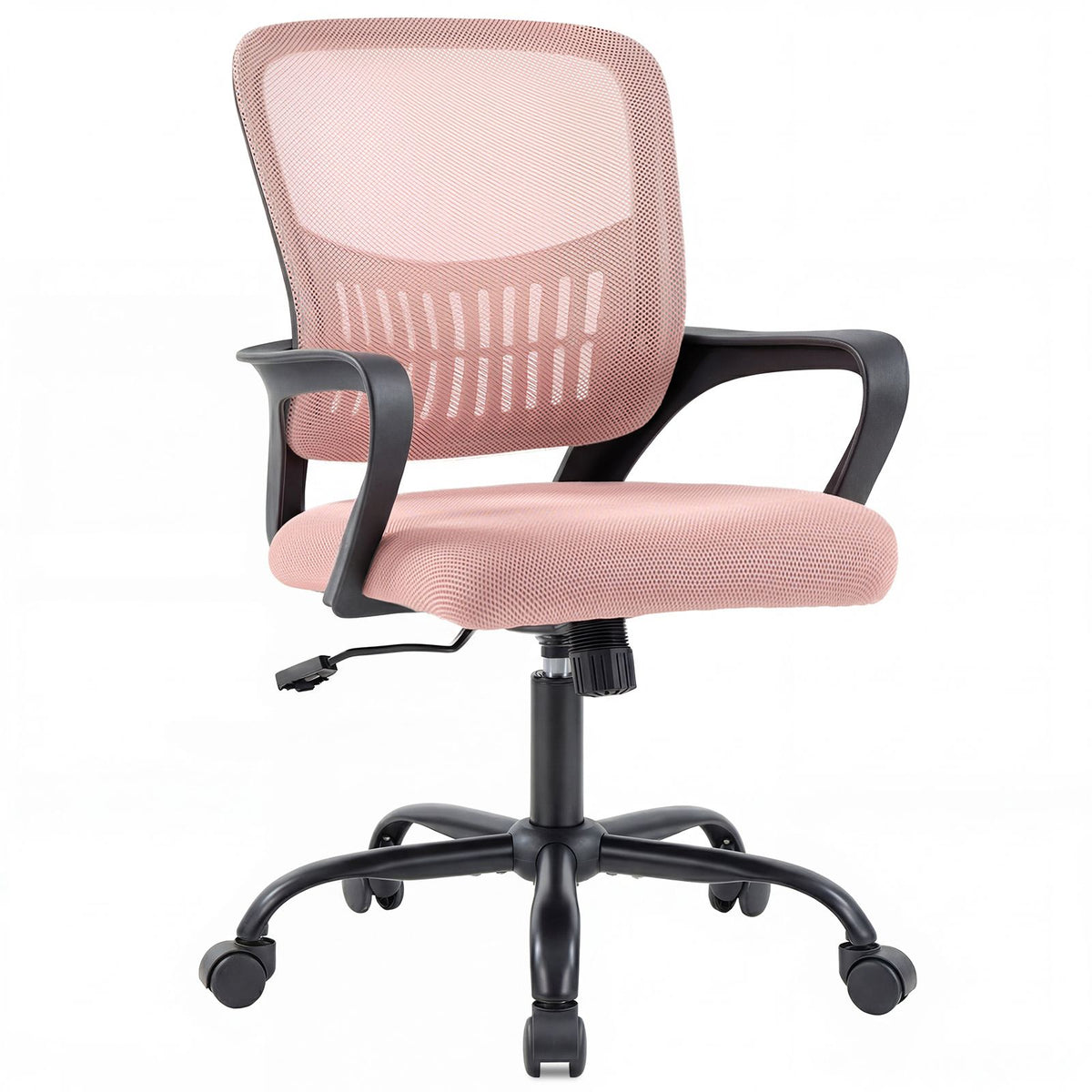 The adjustable rotating back-style computer desk and chair not only offers comfortable lumbar support but also comes with comfortable armrests.