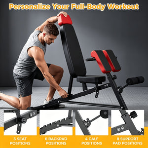 Multifunctional Bench Press Bench, Adjustable Bench for Supine, Prone, And Flat Positions, High-Intensity Back Extension Roman Chair, Foldable Si