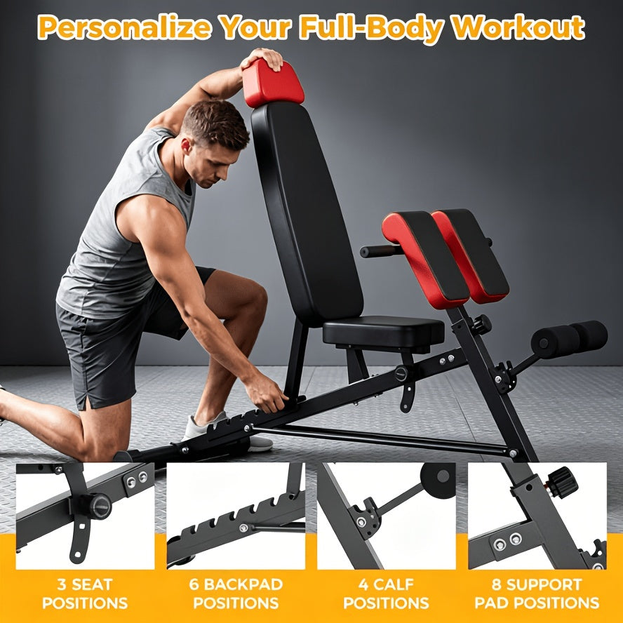 Multifunctional Bench Press Bench, Adjustable Bench for Supine, Prone, And Flat Positions, High-Intensity Back Extension Roman Chair, Foldable Si